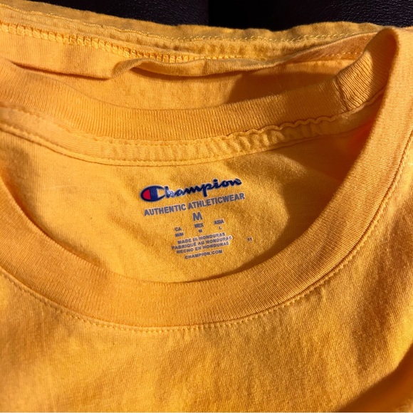 Champion‎ Men’s Shirt Yellow Gold Medium Short Sleeve - Picture 6 of 8